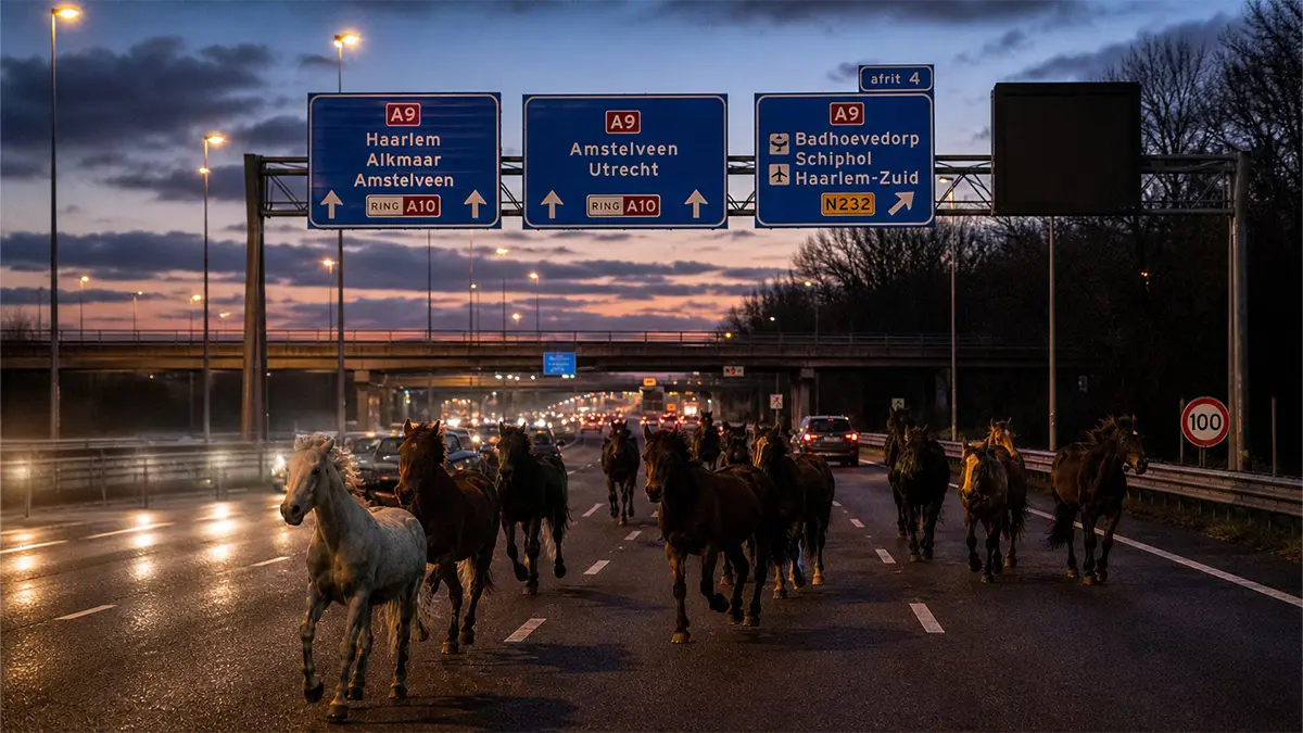 A9 Otoyolu Atların Koşu Pistine Döndü: Otlaktan Kaçan 12 At Trafiği Kilitledi