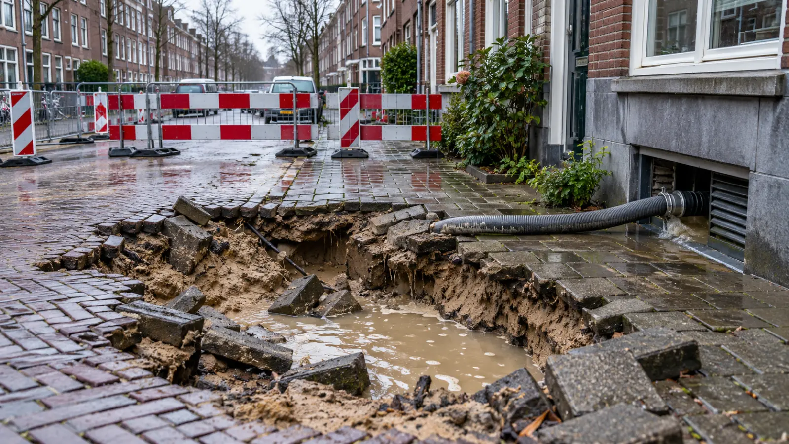 Rotterdam’da Su Kaçağı Zemini Oydu: Yollar Çöktü, Evlerin Suyu Kesildi
